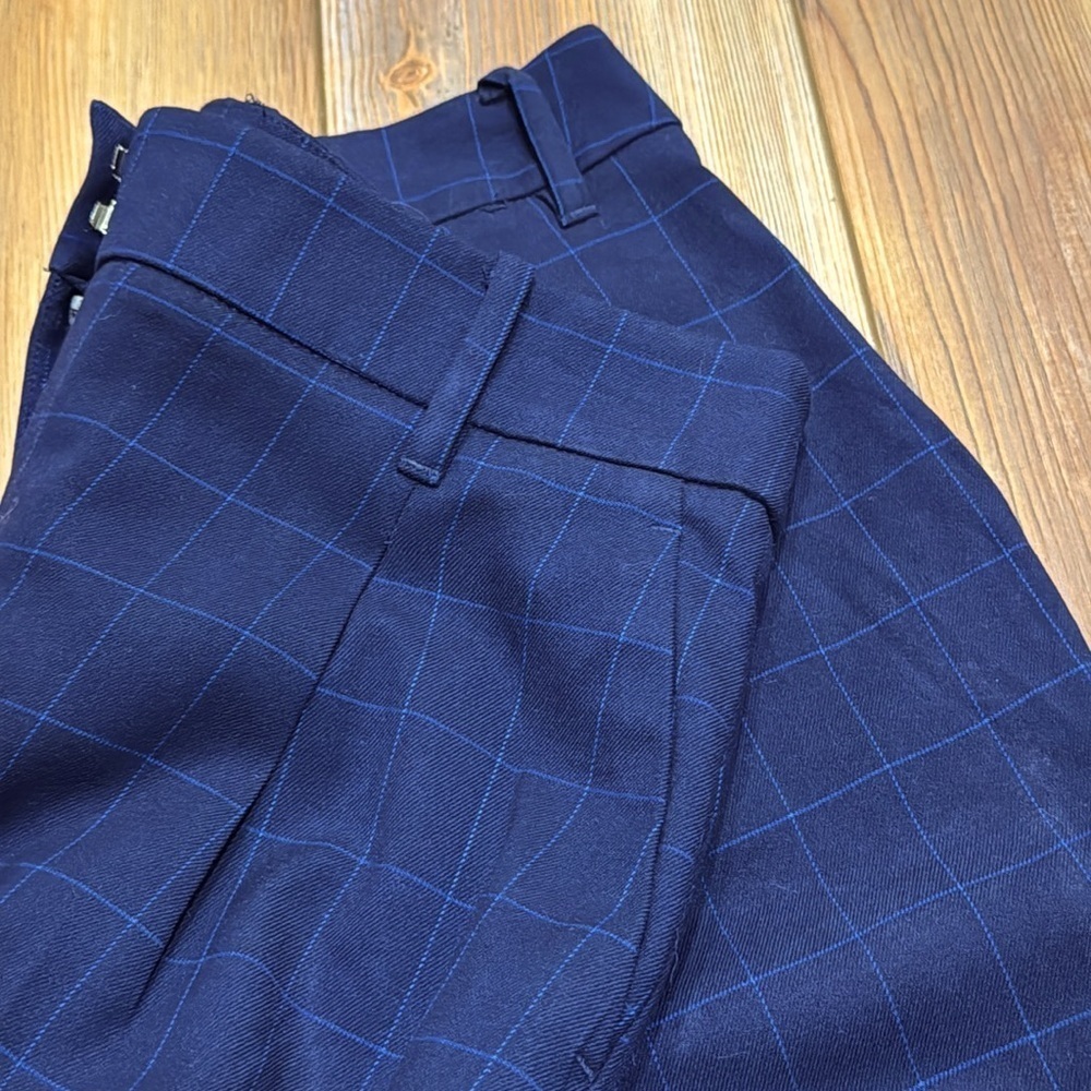 Nine West straight leg pleated plaid trousers 6 - Picture 6 of 8
